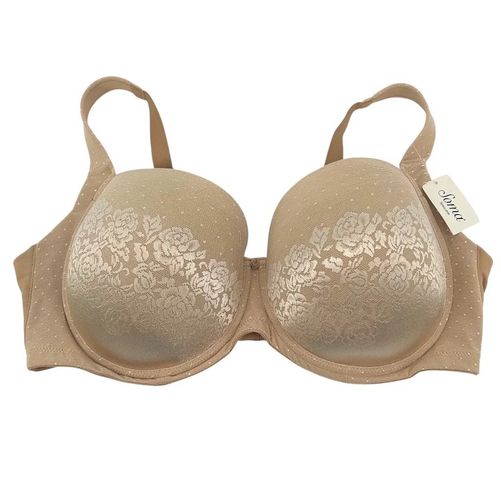 NWT Soma Stunning Support Full Coverage Bra in Light Nude Size 42DDD NEW